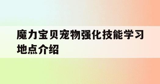 魔力宝贝宠物强化技能学习地点介绍